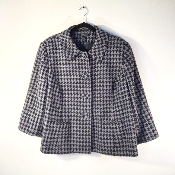 Style & Co. Jackets & Blazers - Style & Co Gray & Black Houndstooth  A-Line Retro Style Tailored Jacket Sz18W